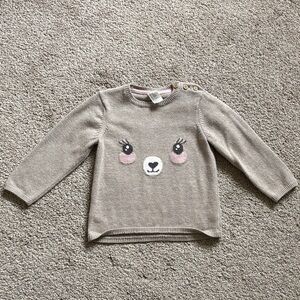 18M Toddler Girl H&M Girls Beige Knit Sweater with Animal Face